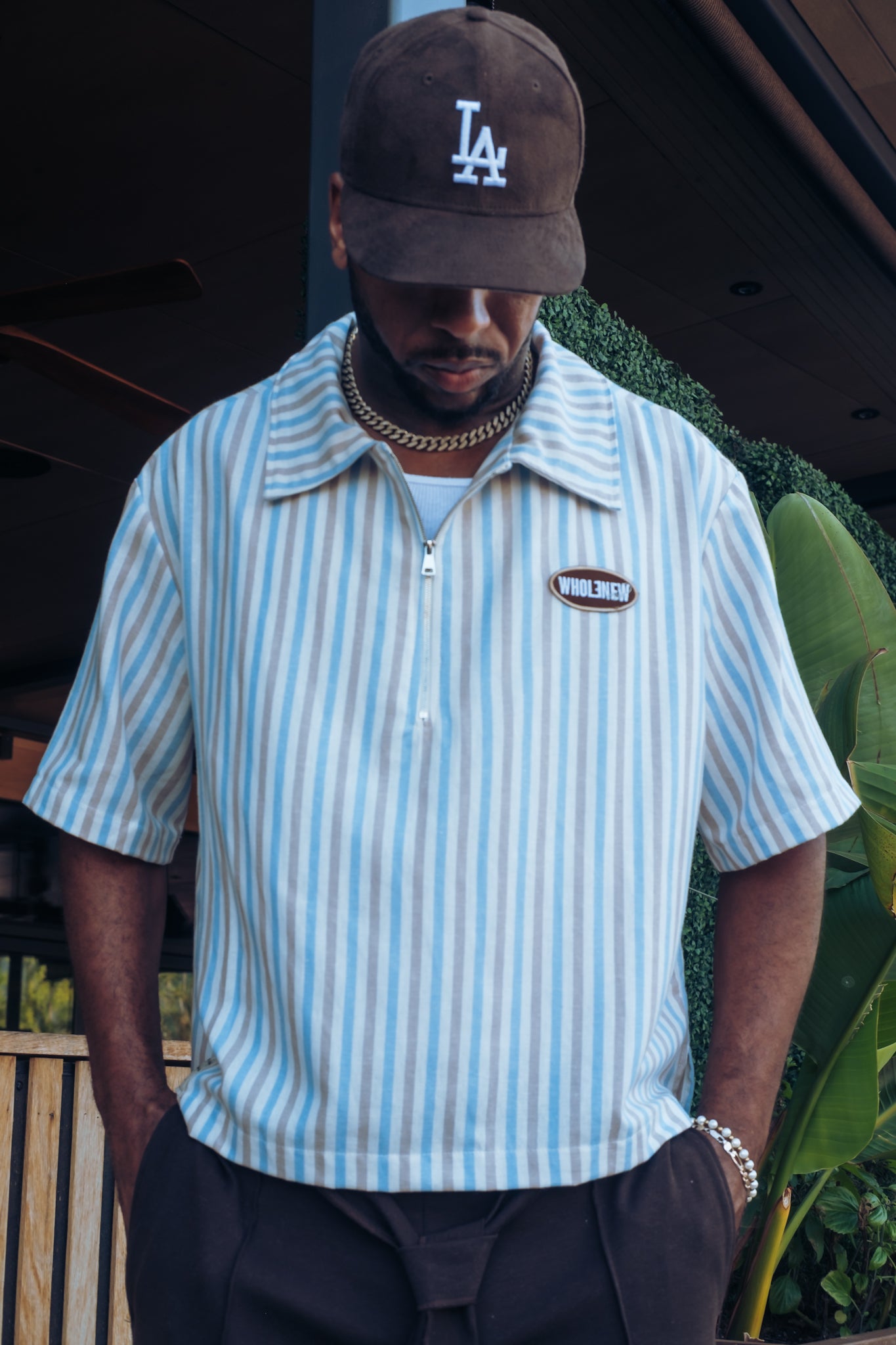 QTR Zip Coastal Blue Stripe