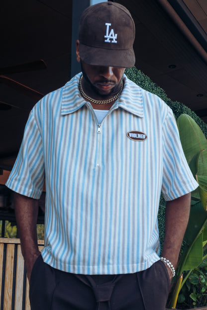 QTR Zip Coastal Blue Stripe