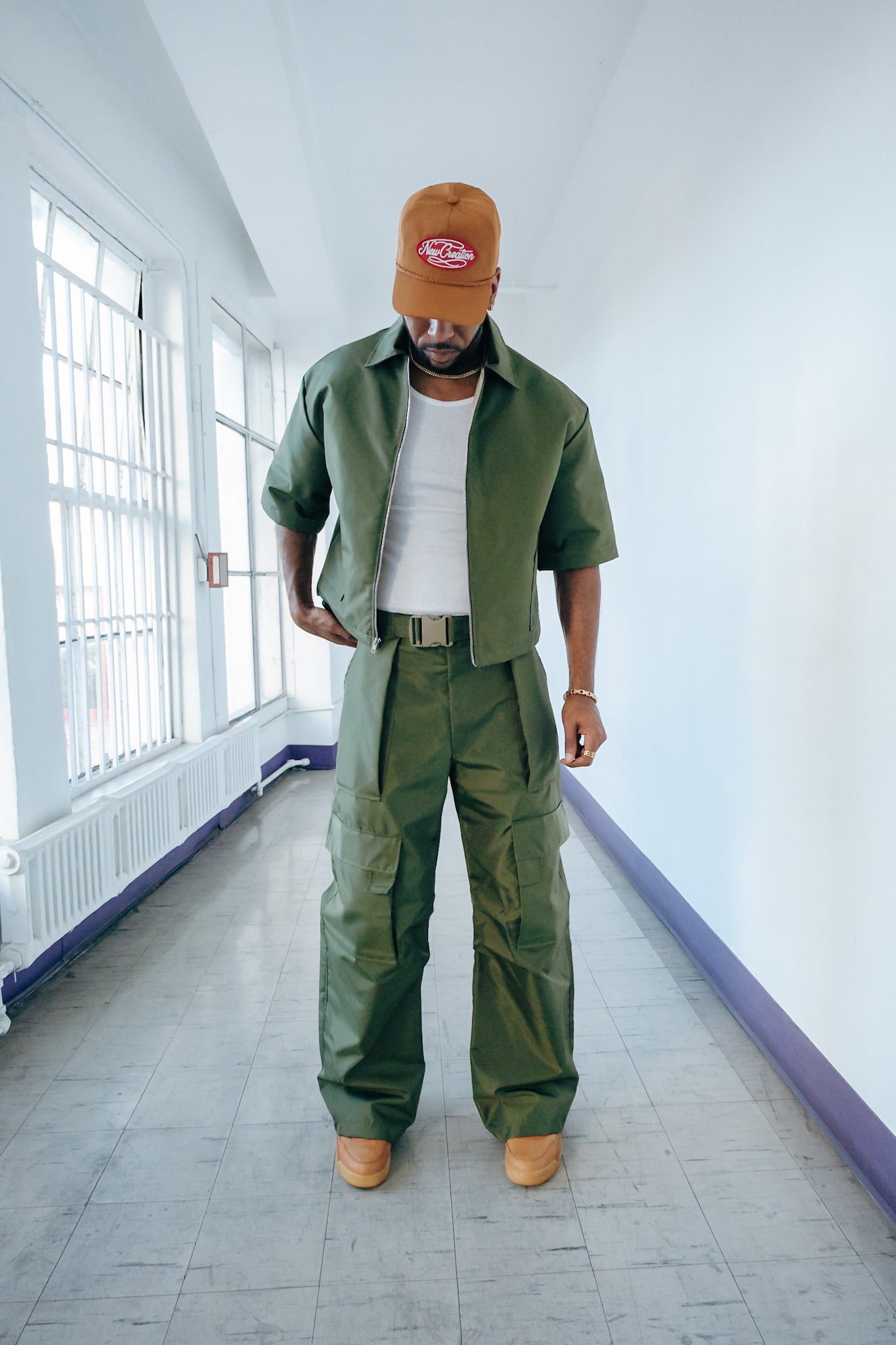 Oversized Nylon Puffer Zip - Olive