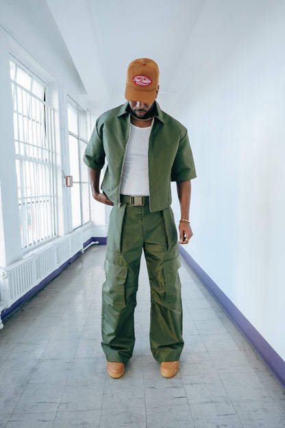 Oversized Nylon Puffer Zip - Olive