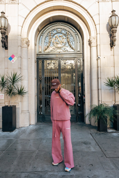 Terry Flare Pants- Mauve (Garment Dyed)