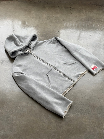 Premium Cotton Cropped Zip Hoodie- Grey