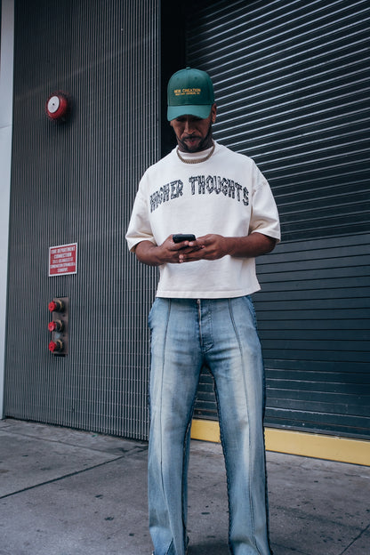 Oversized  Higher Thoughts Tee- OFF White