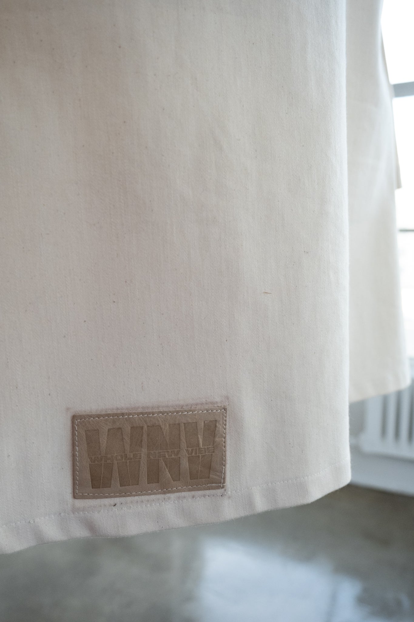 Oversized Boxy Denim Zip Shirt -Cream