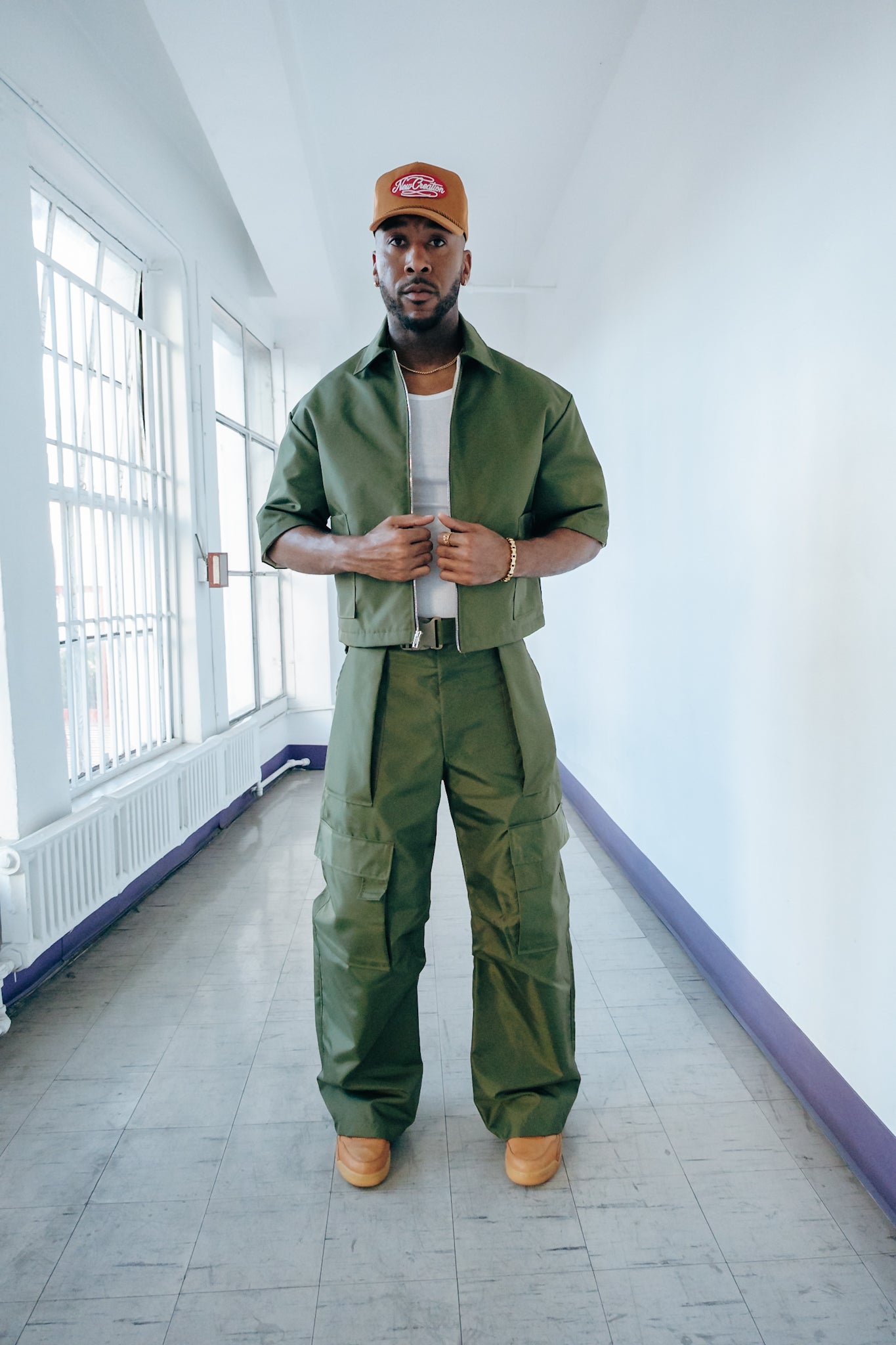 Oversized Nylon Puffer Zip - Olive