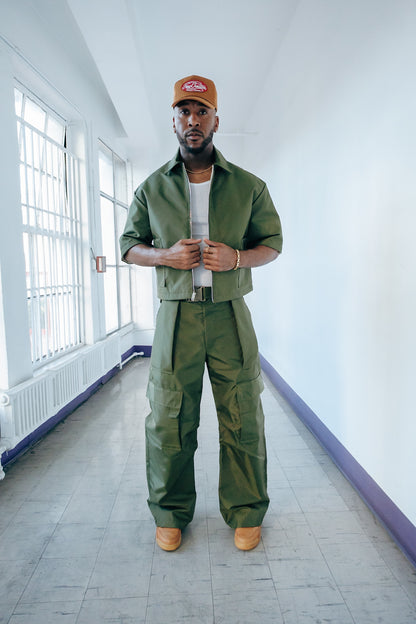 Oversized Nylon Puffer Zip - Olive