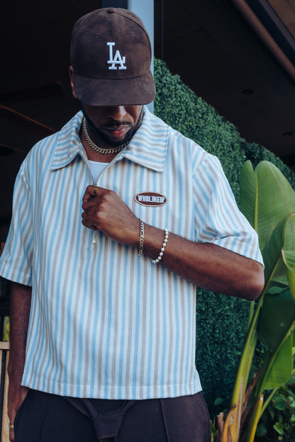 QTR Zip Coastal Blue Stripe