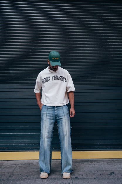 Oversized  Higher Thoughts Tee- OFF White