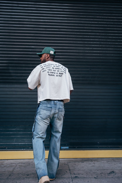 Oversized  Higher Thoughts Tee- OFF White
