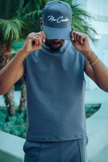 Elevated Sleeveless Tank - slate grey