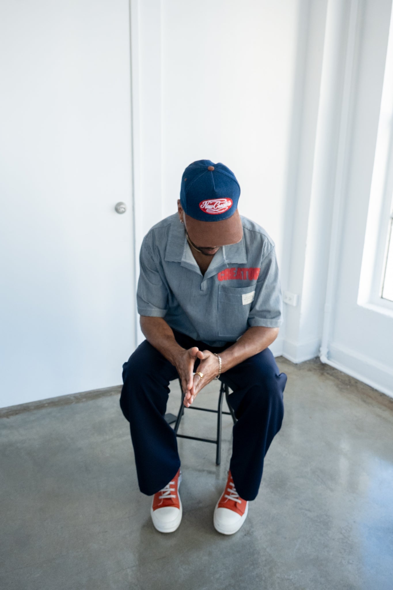 Navy Pinstripe "Creator" QTR Zip Shirt
