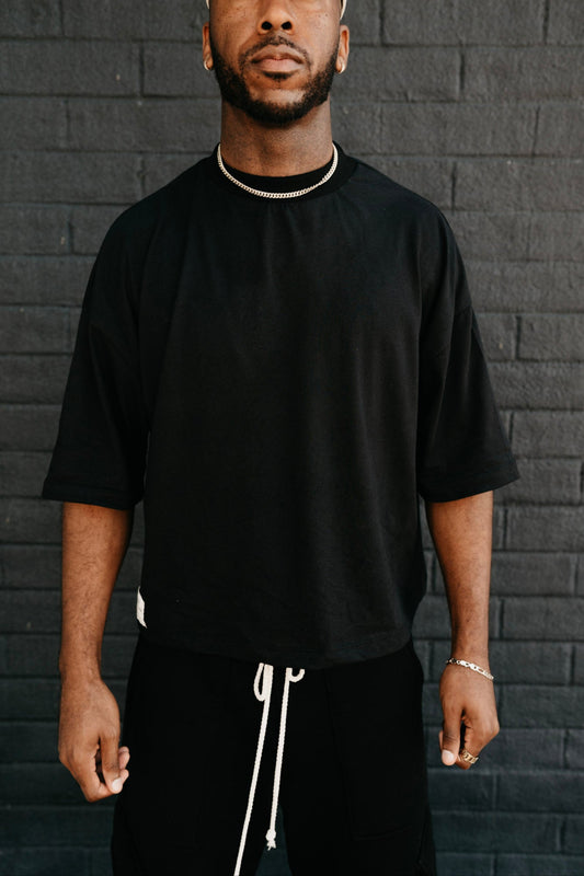 Lightweight Boxy Cropped Tee - Black