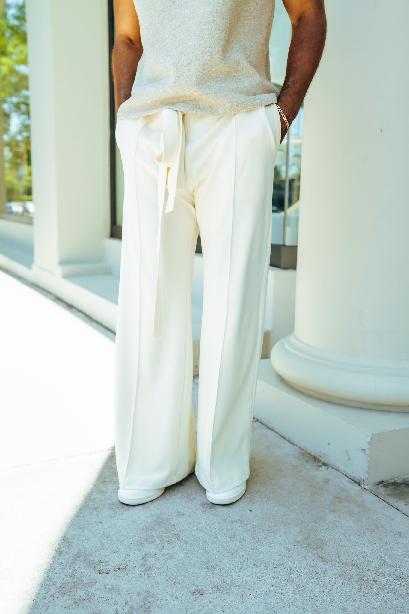 Cream - Heavy Flared Pants