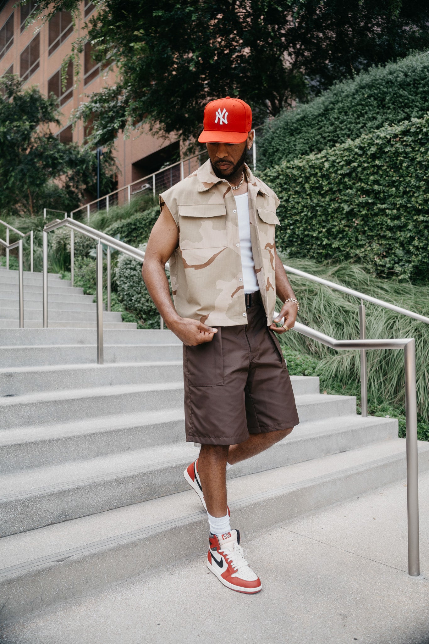 Camo Sleeveless Button Up