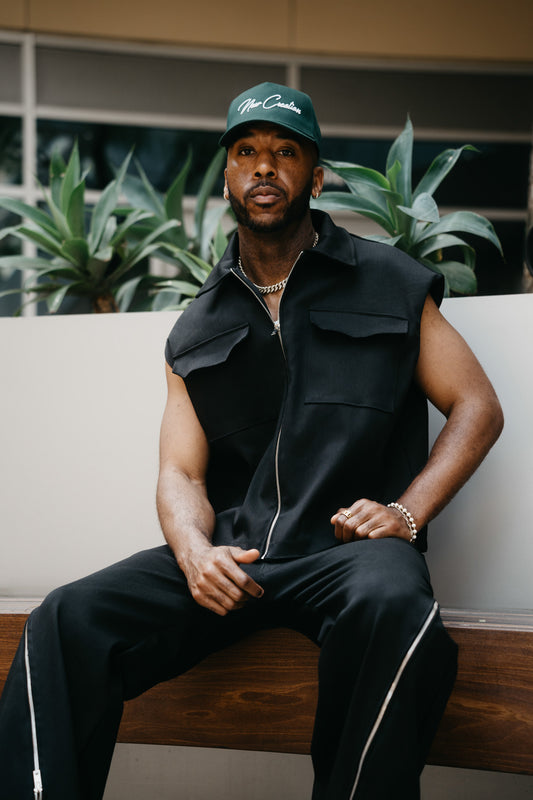 Black Denim Set Zip Shirt