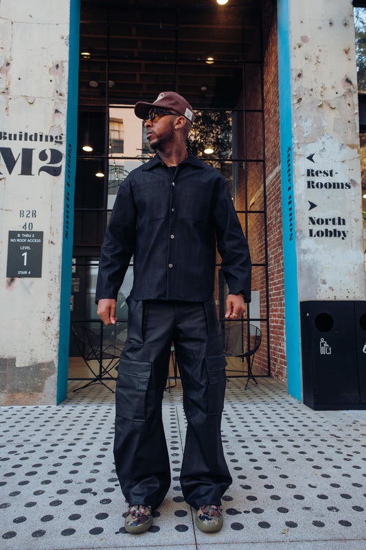 Shacket Button Up- Black Denim
