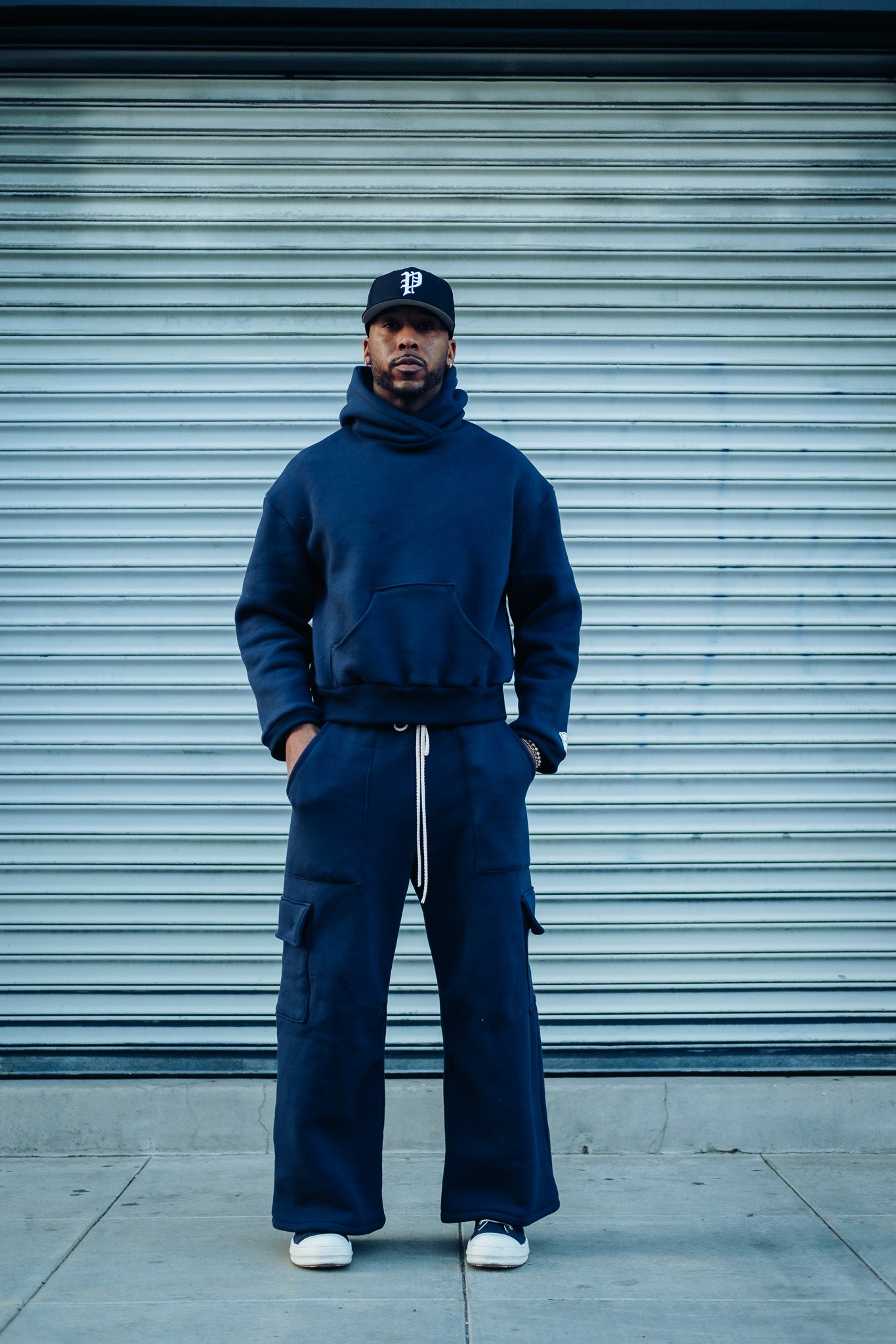 Premium Cotton Cargo Sweatpants- NAVY