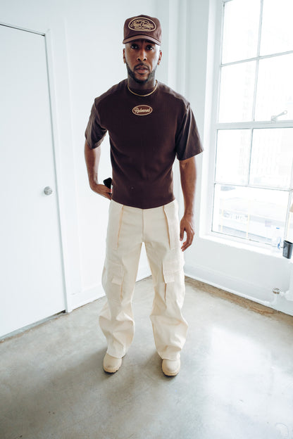 Raglan Waffle knit Tee - brown/brown