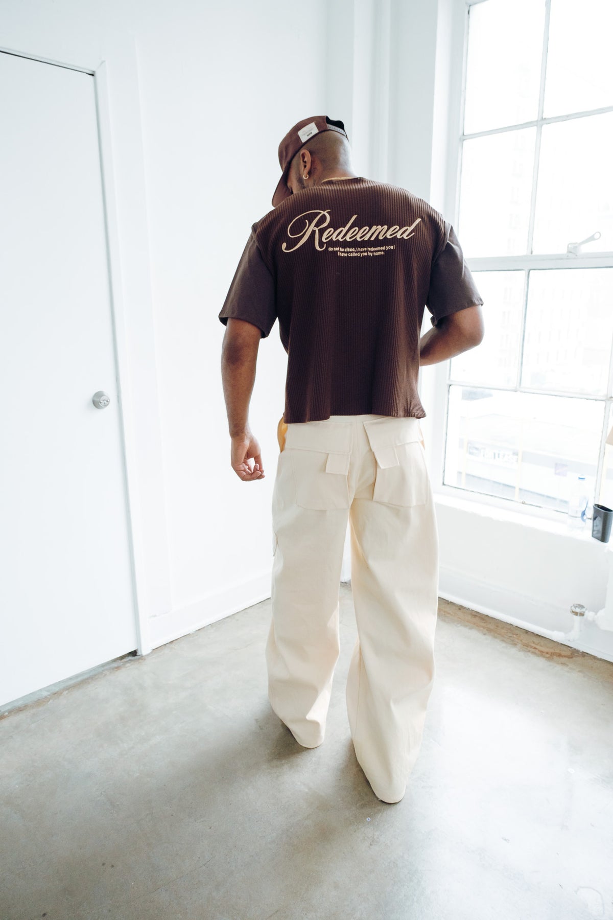 Raglan Waffle knit Tee - brown/brown