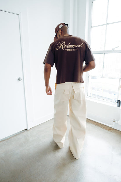 Raglan Waffle knit Tee - brown/brown