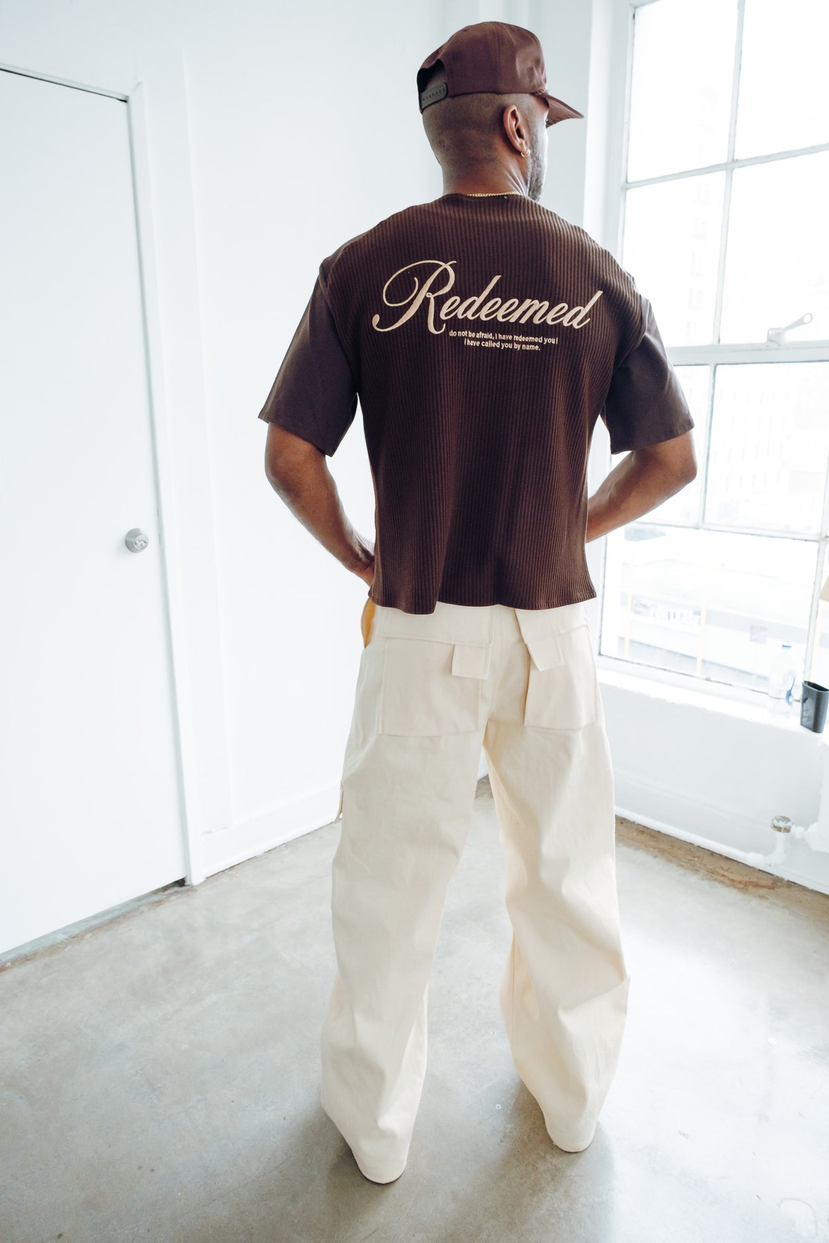 Raglan Waffle knit Tee - brown/brown