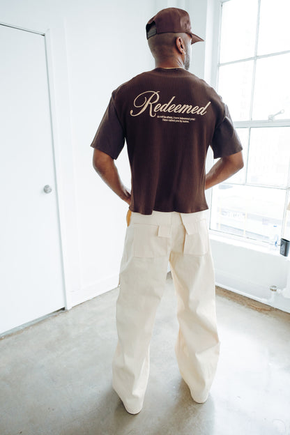 Raglan Waffle knit Tee - brown/brown