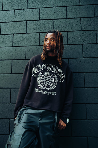 Oversized Crewneck Sweatshirt- Black
