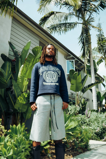 Oversized Crewneck Sweatshirt- Navy