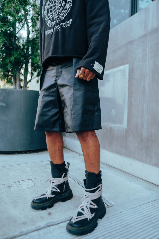 Heavy Nylon Cargo Shorts - Black