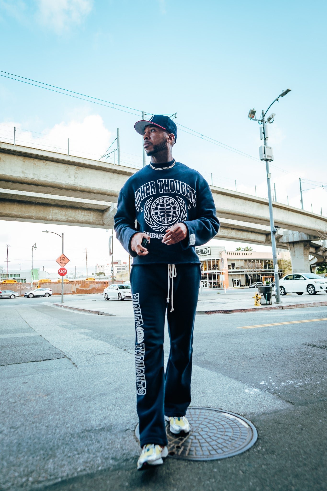 Oversized Crewneck Sweatshirt- Navy
