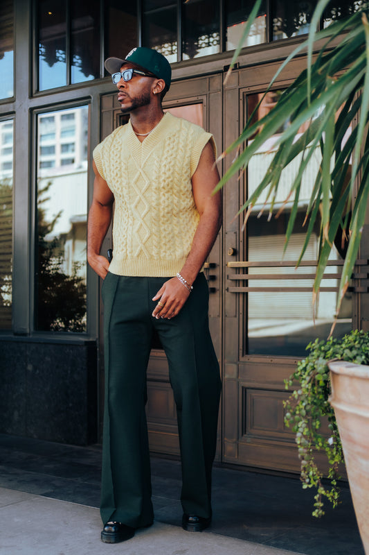 Hunter Green- Heavy Flared Pants