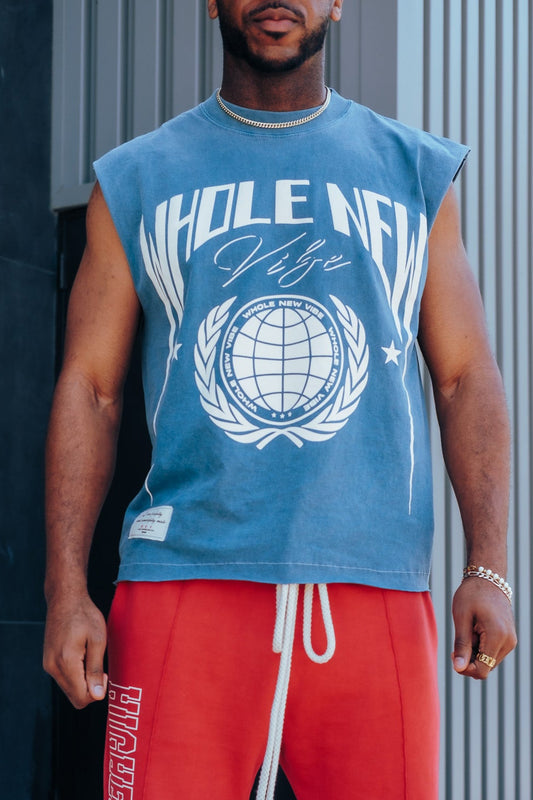 Ice Blue Sleeveless Graphic Tee - WNV