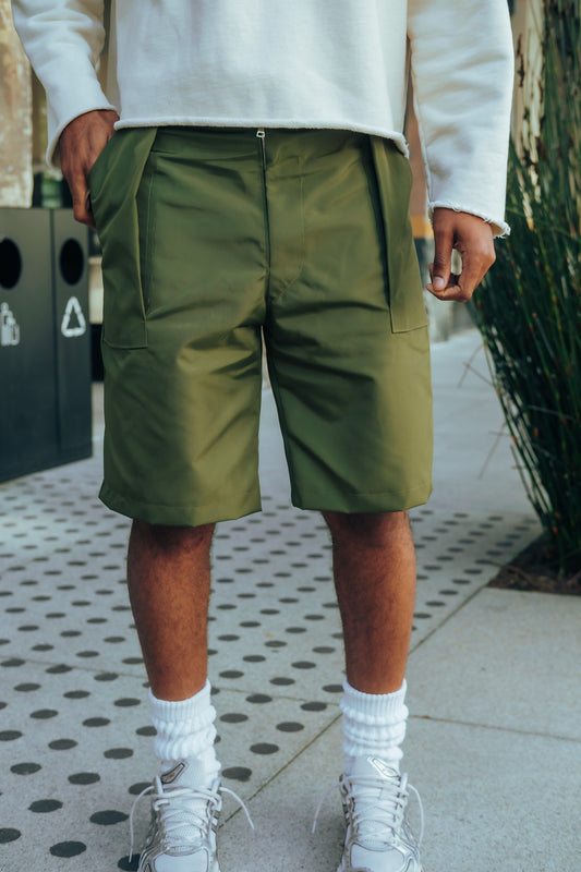 Heavy Nylon Cargo Shorts - Olive