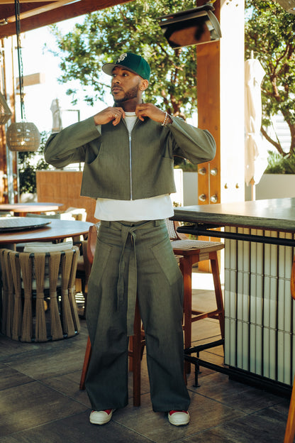 Green Denim Set Pants
