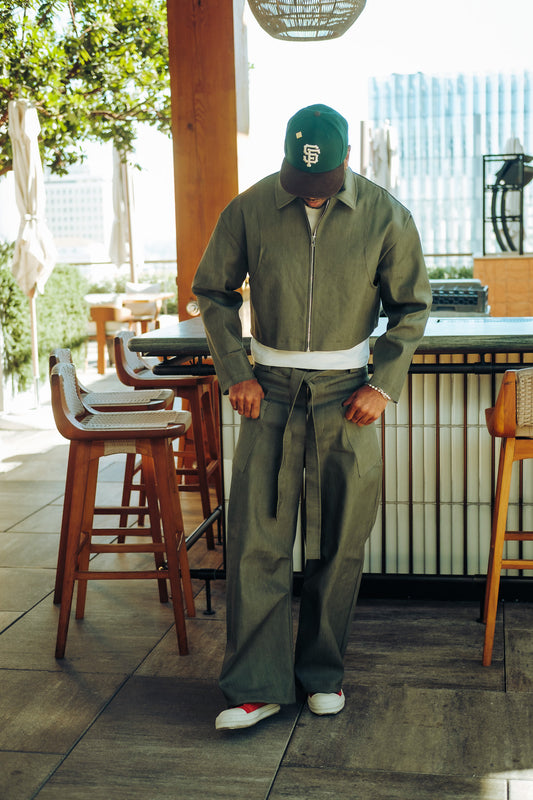 Green Denim Set Pants