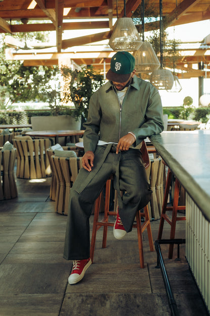 Green Denim Set Pants