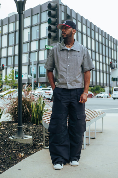 Grey Pinstripe Button Up