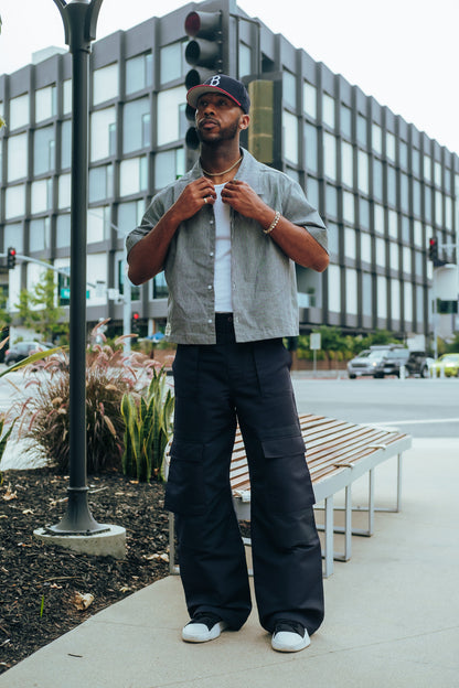 Grey Pinstripe Button Up