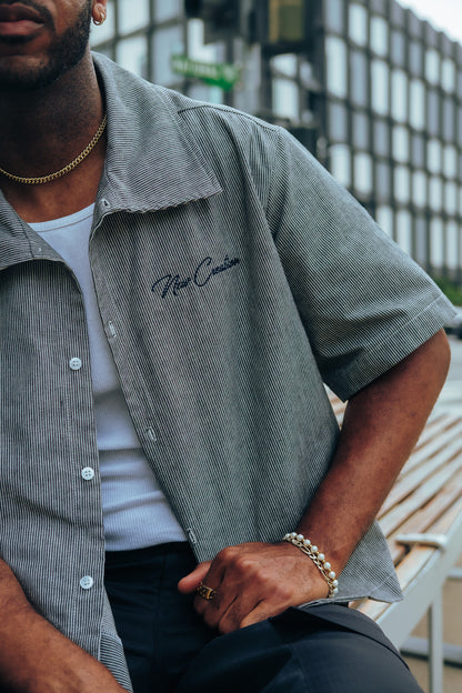 Grey Pinstripe Button Up
