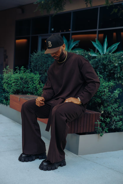 Brown- LS Heavy Mock Neck Shirt