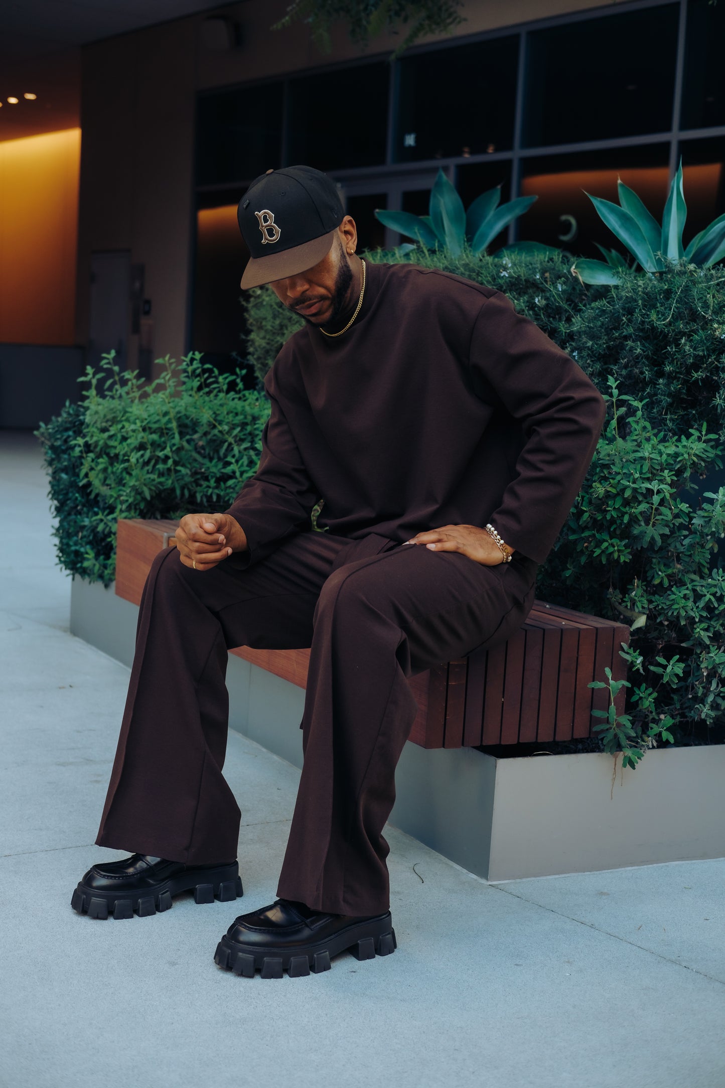 Brown- LS Heavy Mock Neck Shirt