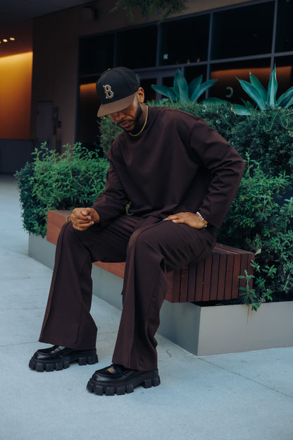 Brown- LS Heavy Mock Neck Shirt