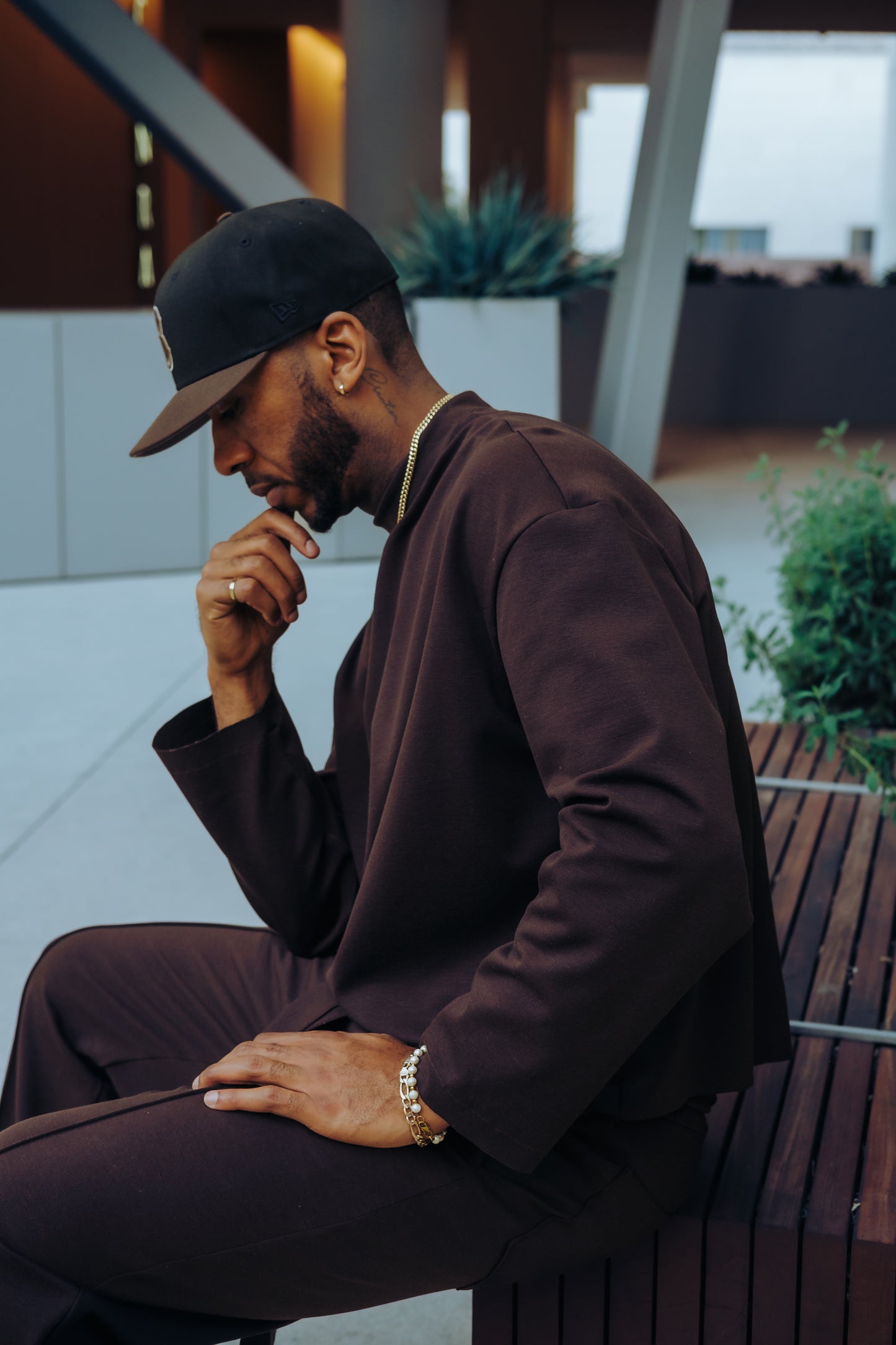 Brown- LS Heavy Mock Neck Shirt