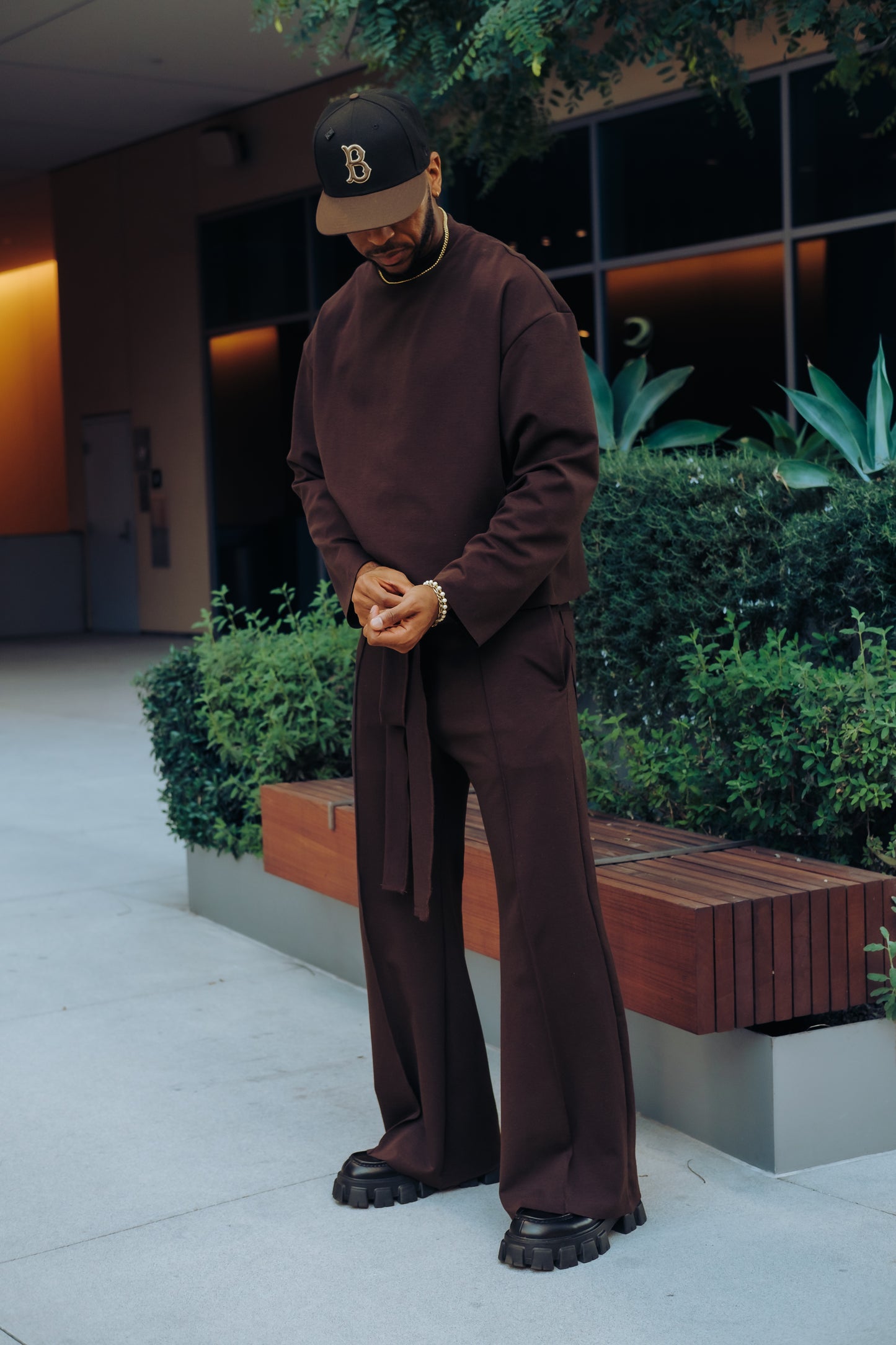Brown- LS Heavy Mock Neck Shirt