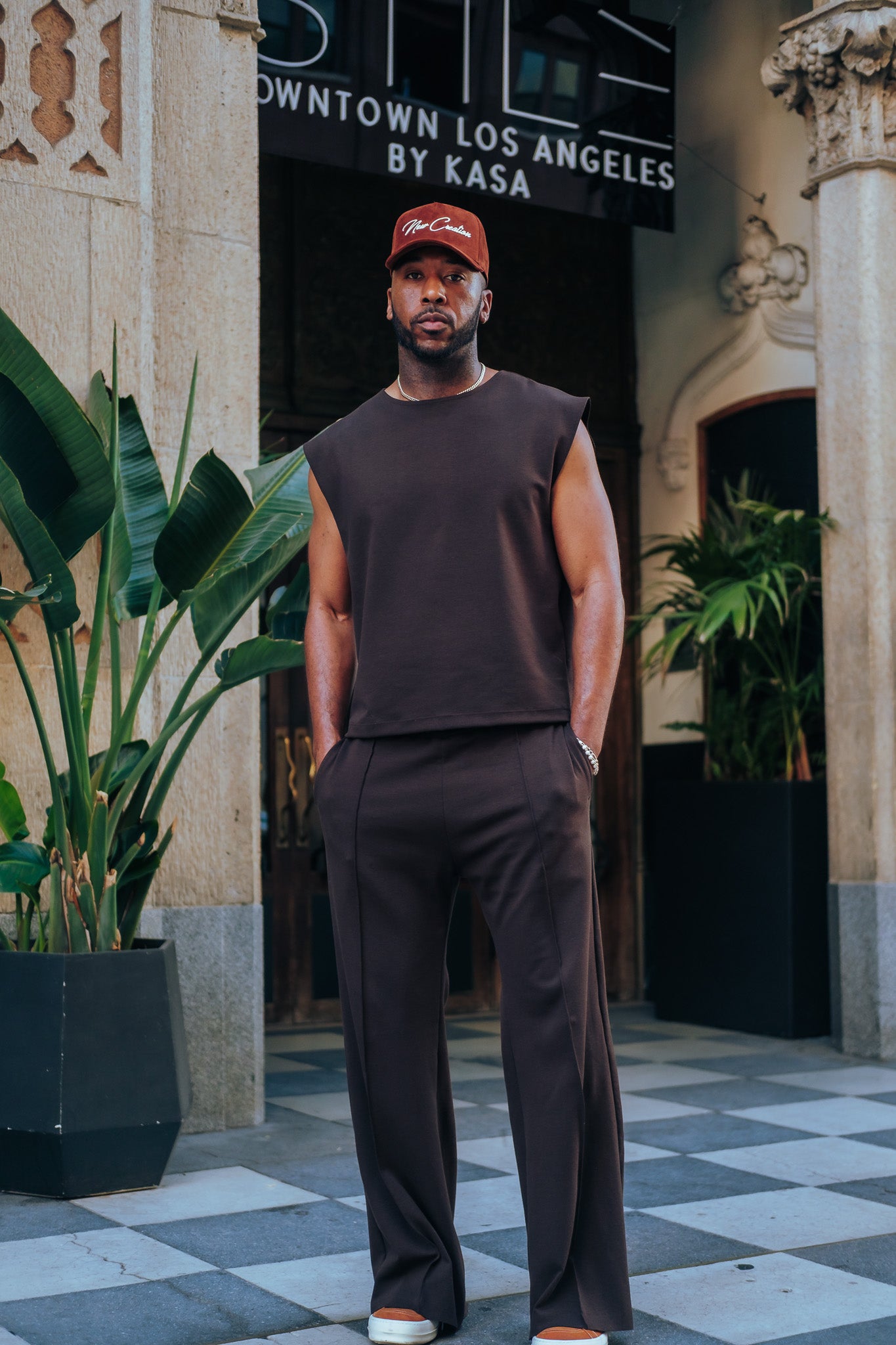 Elevated Sleeveless Tee - Brown