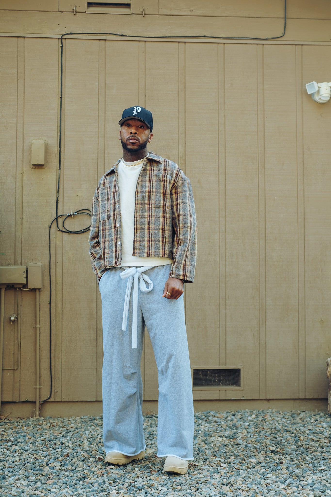 Cotton Flannel - Grey/ Yellow