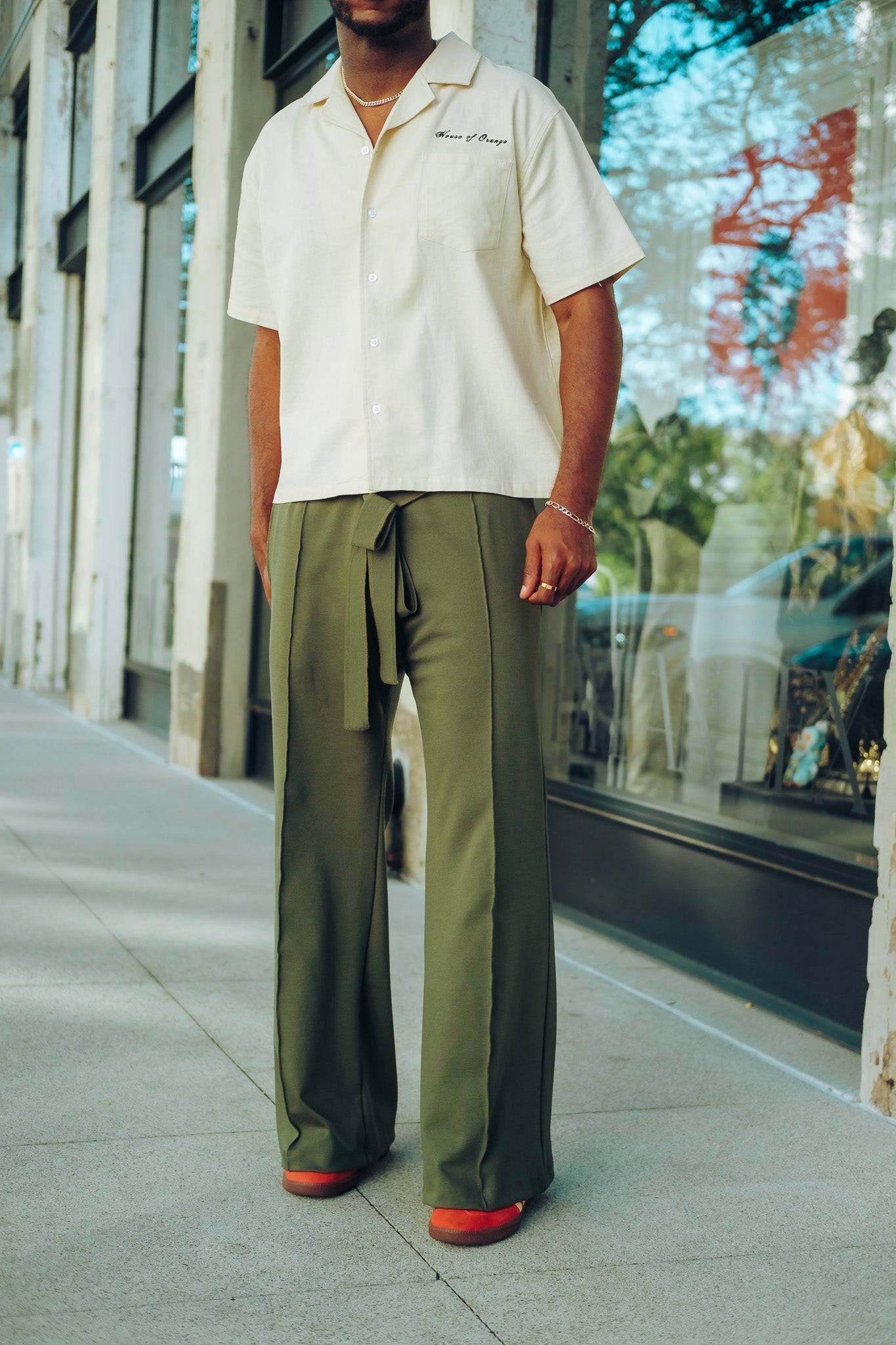 Dark Olive- Heavy Flared Pants