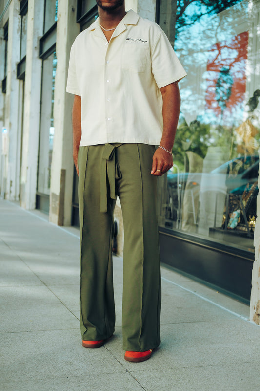 Dark Olive- Heavy Flared Pants