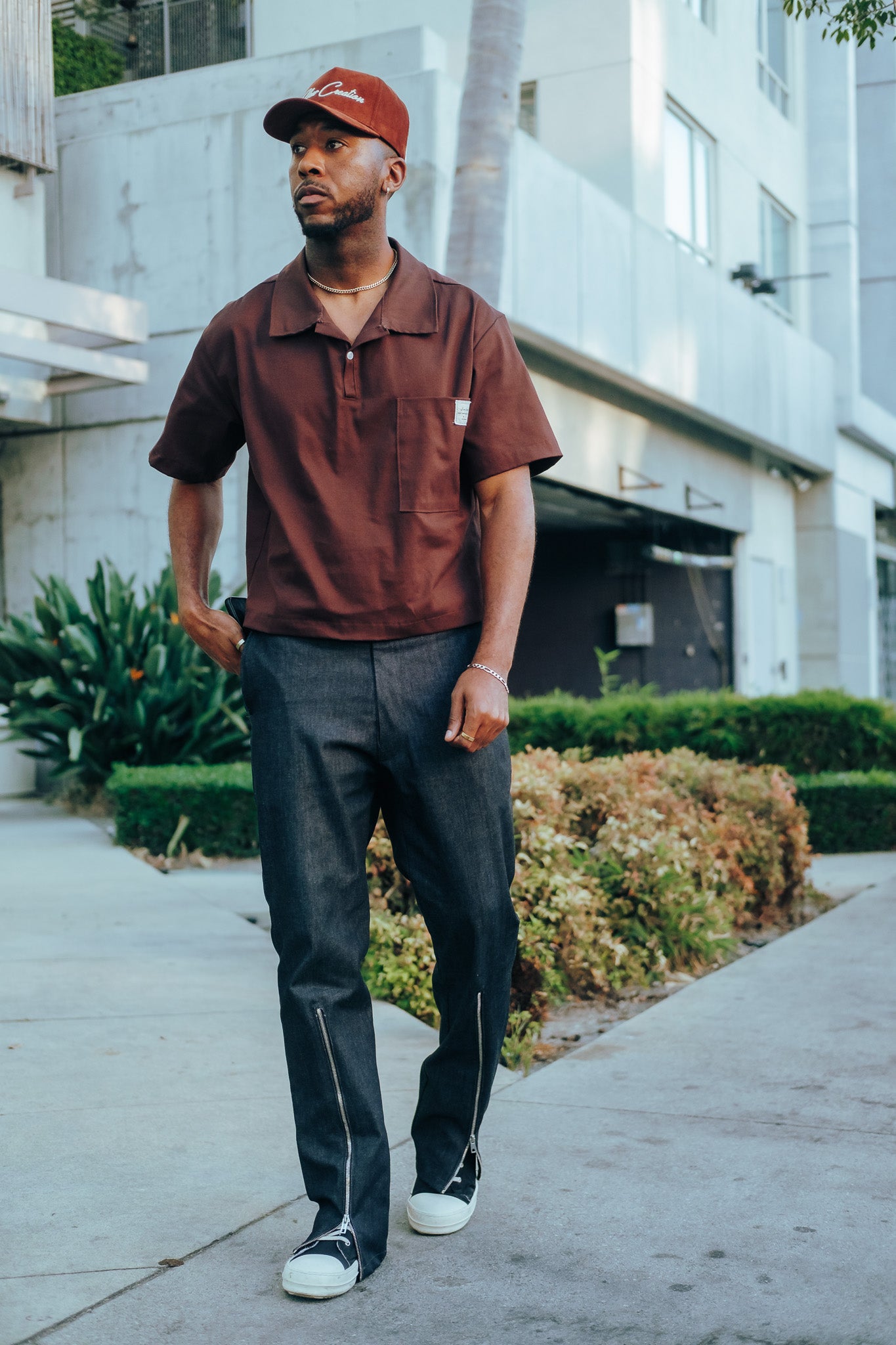 Denim QTR Zip Flare Pants- Indigo