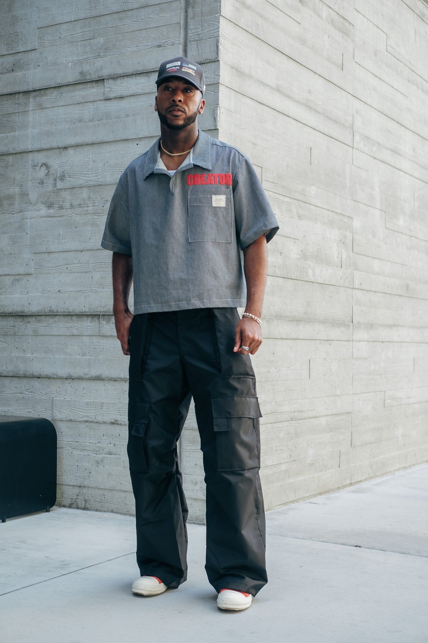 Navy Pinstripe "Creator" Placket Shirt
